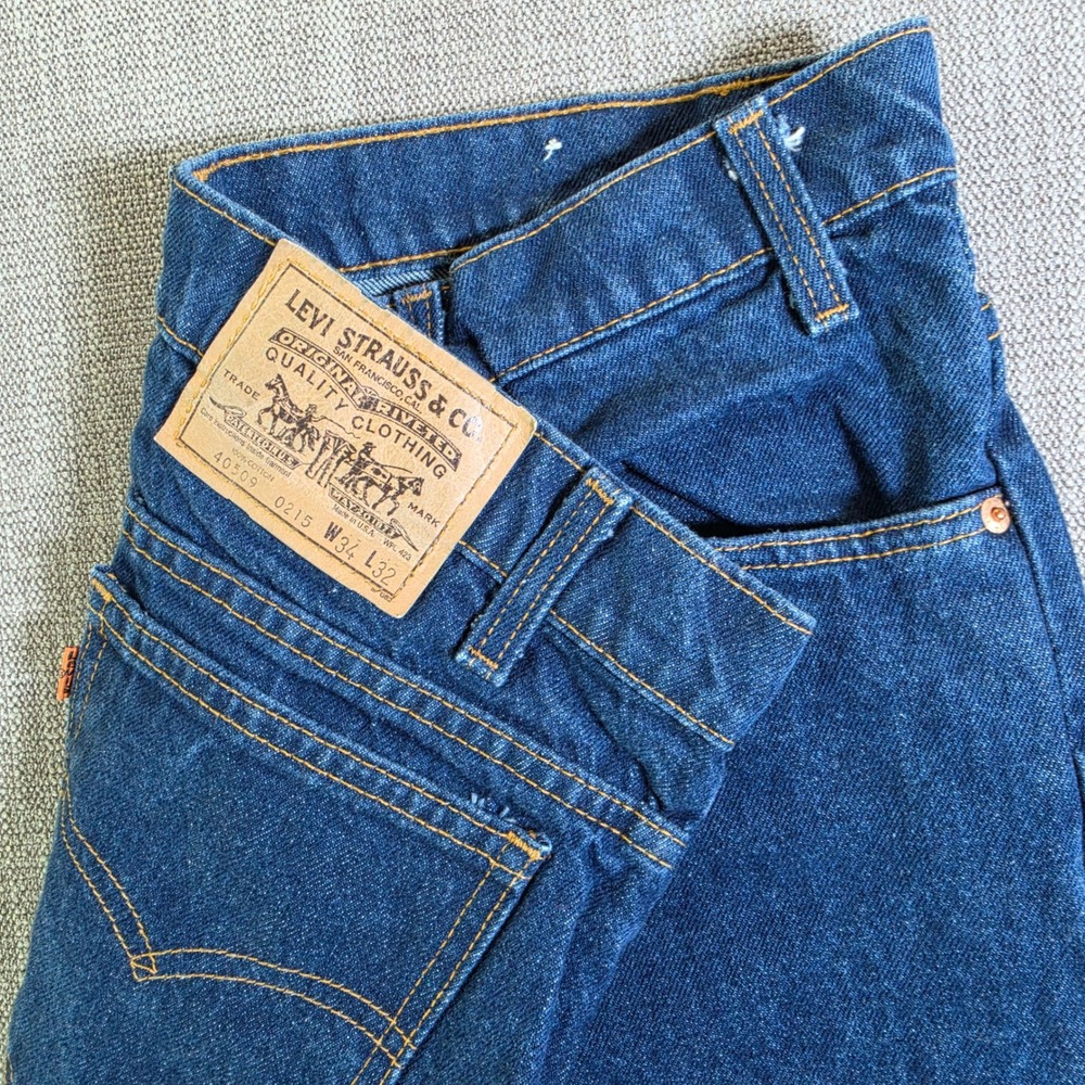 Levi's 509 Jeans Mens 34/32 Blue Orange Tab Straight Leg‎ Made in USA Vintage